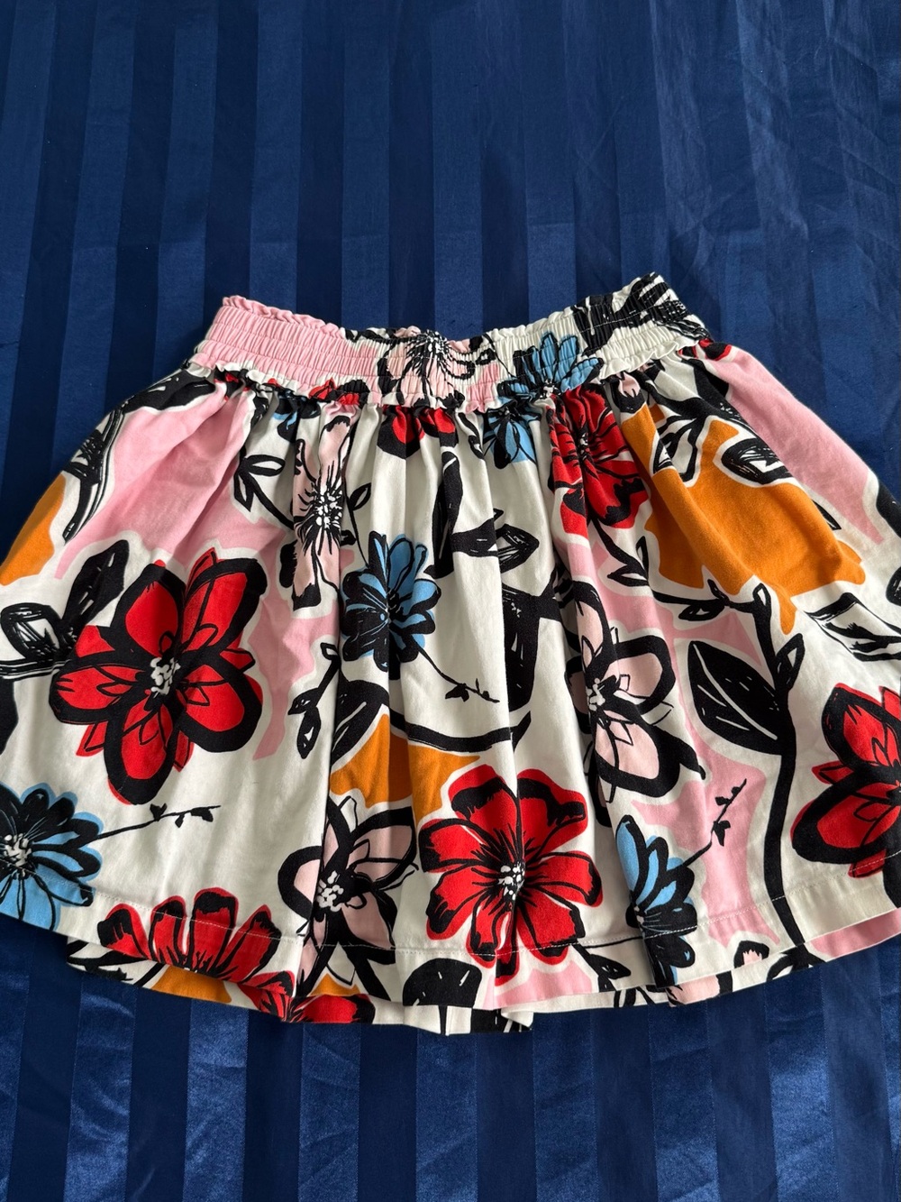 Hanna Andersson Floral Cotton Skater Skirt in Red, Pink, Blue & Orange
